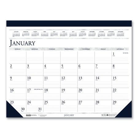 HOUSE OF DOOLITTLE Two-Color Perforated Monthly Desk Pad Calendar, 22x17, Blue Binding/Corners, 12-Month (Jan-Dec) 2022 150